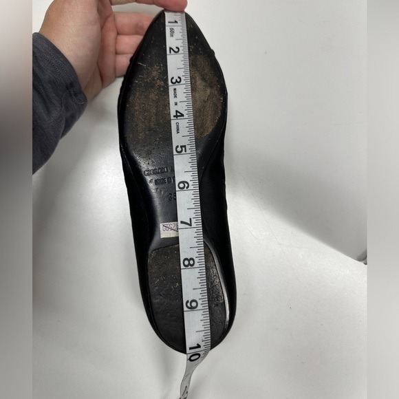 Giorgio Armani Ballet Flat Shoes Slip On Peep Toe Satin Black Size 36 US 6 - Picture 10 of 10